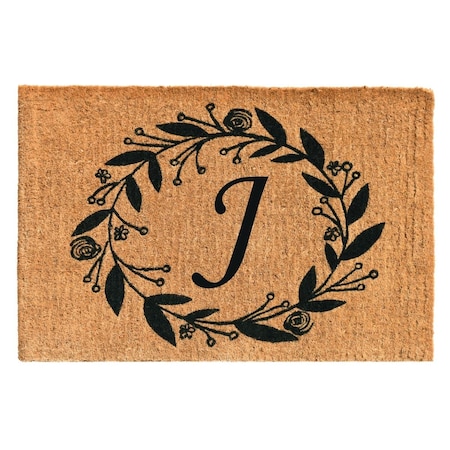Configuracion 24 x 36 x 1.5 in. Black Rose Rectangular Doormat Natural - Letter J CO2841994
